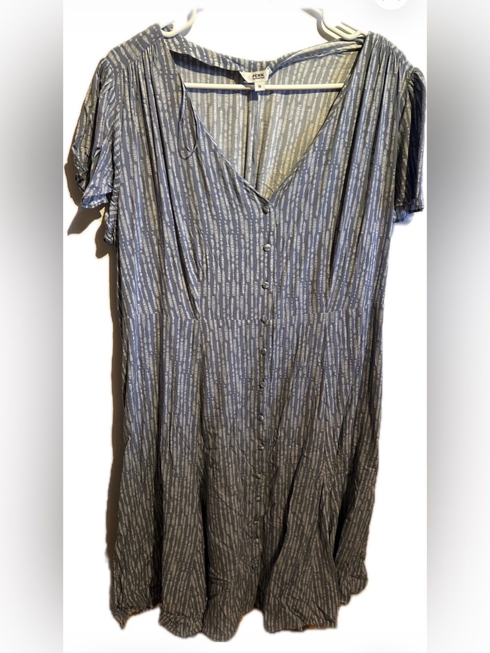 Penningtons Blue Striped Button-Front Midi Dress